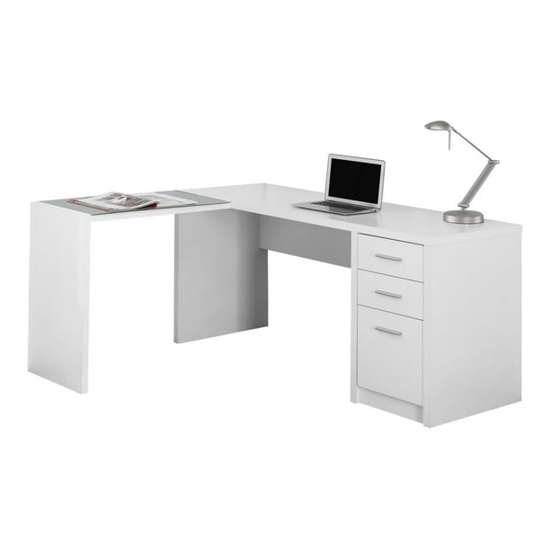 Monarch Computer Desk White Corner With Tempered Glass Com Monarch Computer Desk White Corner, White Glass Computer Desk