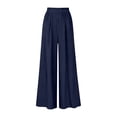 thumbnail image 6 of Inleife Women's Wide Leg Trousers Fashion Ladies Solid Elastic Waist Loose Fitting Long Pants with Pocket, 6 of 6