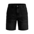 thumbnail image 4 of Guluxicc Mens Denim Shorts Button Elastic Waist Jean Shorts Regular Fit Solid Color Summer Casual Jeans with Pockets, 4 of 9