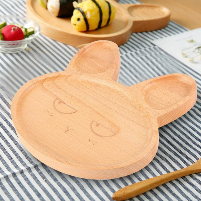 BANDEO DE PLATO DE PLATO DE PLATO DE LINDO PATRÓN PARA COMER Material de Madera de Bandeja para Servir de Madera Con Un Uso de la Cocina de Compartimento para Bocadillos de