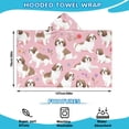 thumbnail image 2 of Shih Tzu Dogs and Pioneer Flower Hooded Bath Towel，50"x30" for Ages 3 To 12 Kids, Quick Dry Lightweight Soft Microfiber Hood Beach Towel Cover Up for Kids, 2 of 7