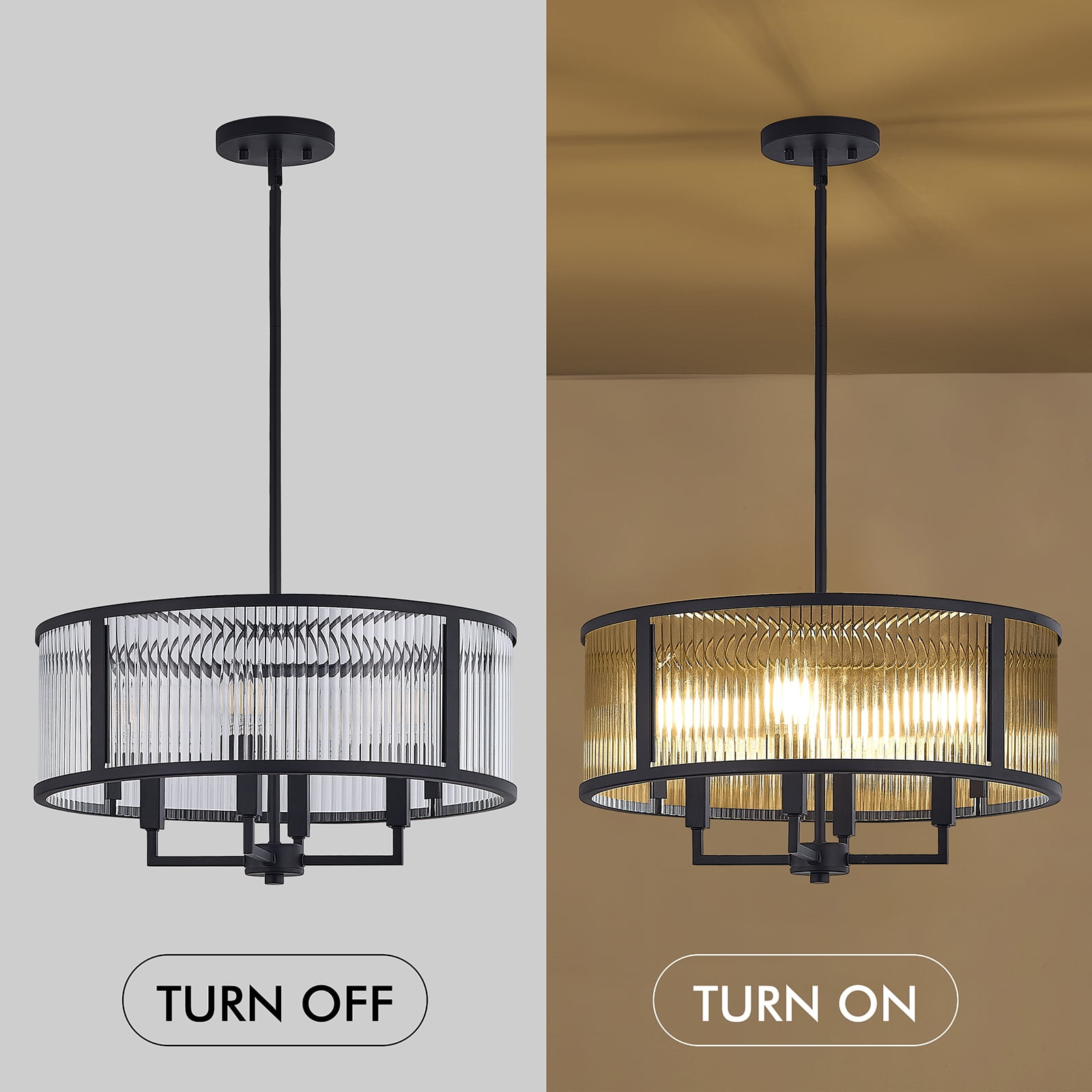 NATYSWAN Modern Glass Ceiling Light with 4 Lights (Bulbs Not Included), E12 Base Max 60W, Dual USB-A & C Charging Ports, for Hallway, Kitchen, Bedroom Indoor Use