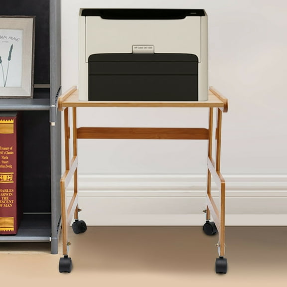 Printer Cart Bamboo Printer Stand Holder Rolling Printer Cart With Storage Rack 1/2/3 Tier