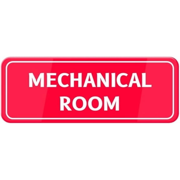 Mechanical Room Self-Adhesive Acrylic Signs For Business Door And Wall 10"X3" Red
