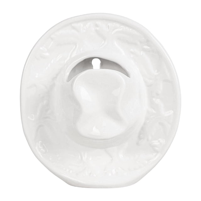 Jarrón de cerámica con forma de sombrero de vaquero, centro de mesa decorativo para el hogar, jarrón con forma de sombrero de temática occidental para Blanco