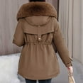 thumbnail image 6 of YUNAFFT Thermal Waist Belted Hooded Parka with Faux Fur Trim Cozy Winter Jacket for Women, 6 of 7