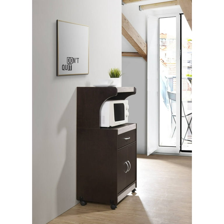 Hodedah Microwave Kitchen Cart, Chocolate - Grey - Walmart.com