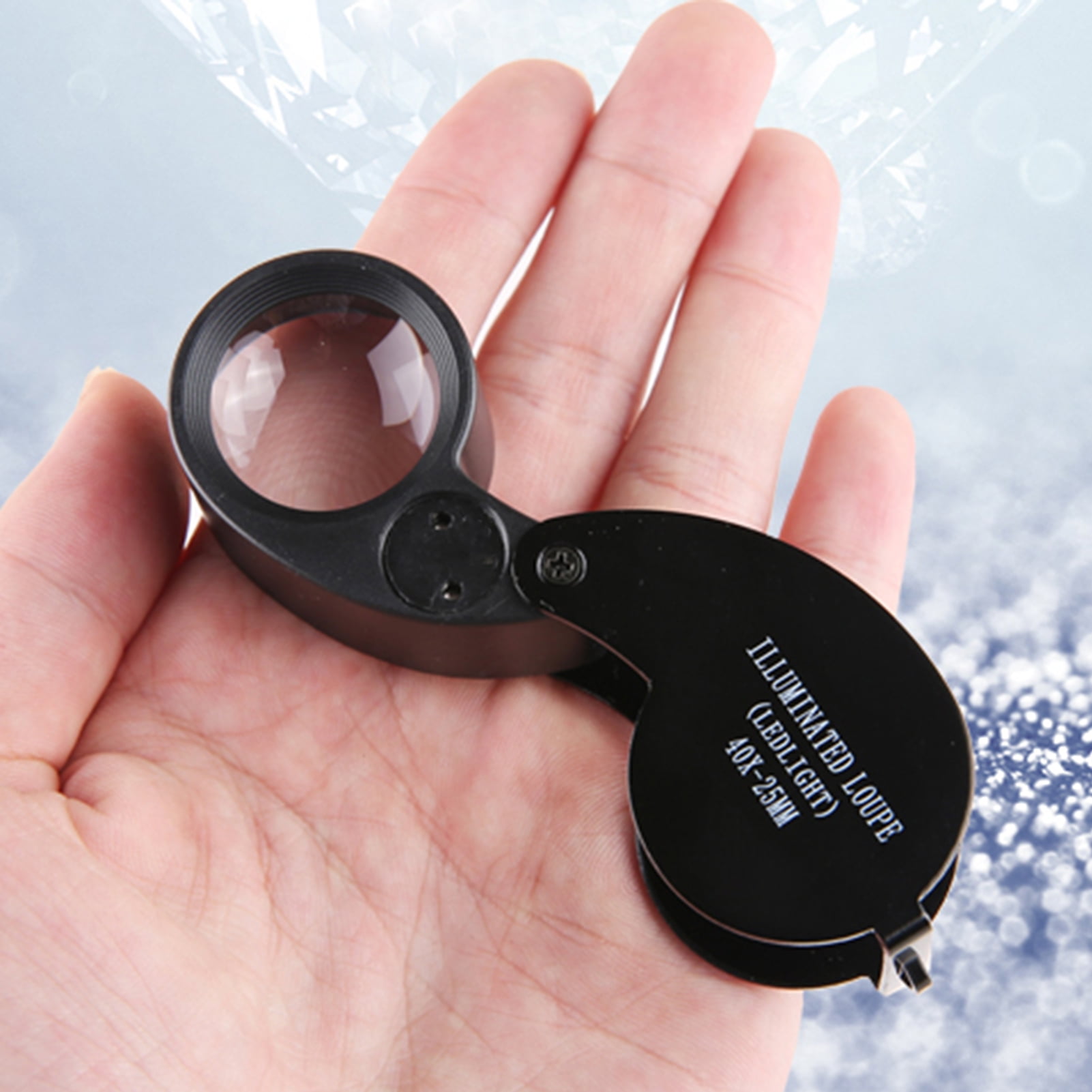 Porfeet 40X LED Magnifier Loupe Illuminated Lighting Jewelry Coin Stamp  Identification(Silver)