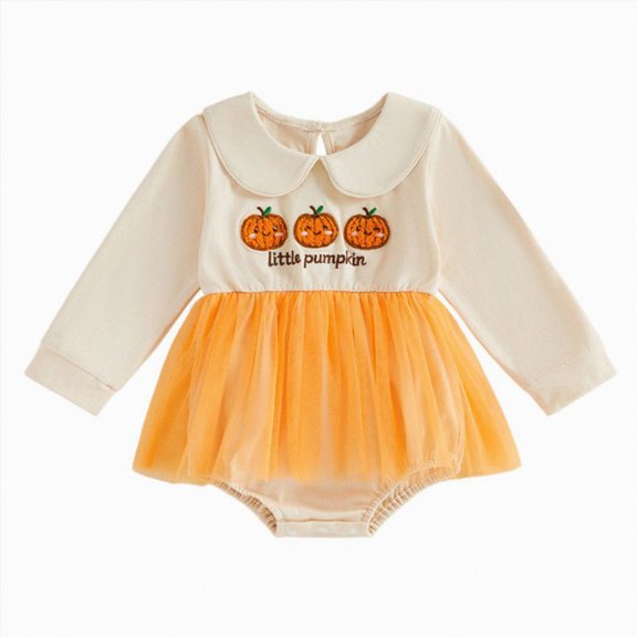 zuwimk Halloween Baby Clothes Newborn Boy Girl Waffle Knit Pumpkin Bubble Romper Sweatshirt Infant Toddler Fall Outfit(0-3 Months,Orange)