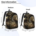 thumbnail image 2 of Disketp Palatial Gold Pattern Horse print Canvas Backpack Lightweight Travel Daypack Student Rucksack Laptop Backpack-Medium, 2 of 5