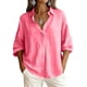 thumbnail image 2 of TaTaai Womens Linen Long Sleeve Button Down Cardigan Solid Color Loose Fit Collared Casual Open Front Blouse Gift, 2 of 6