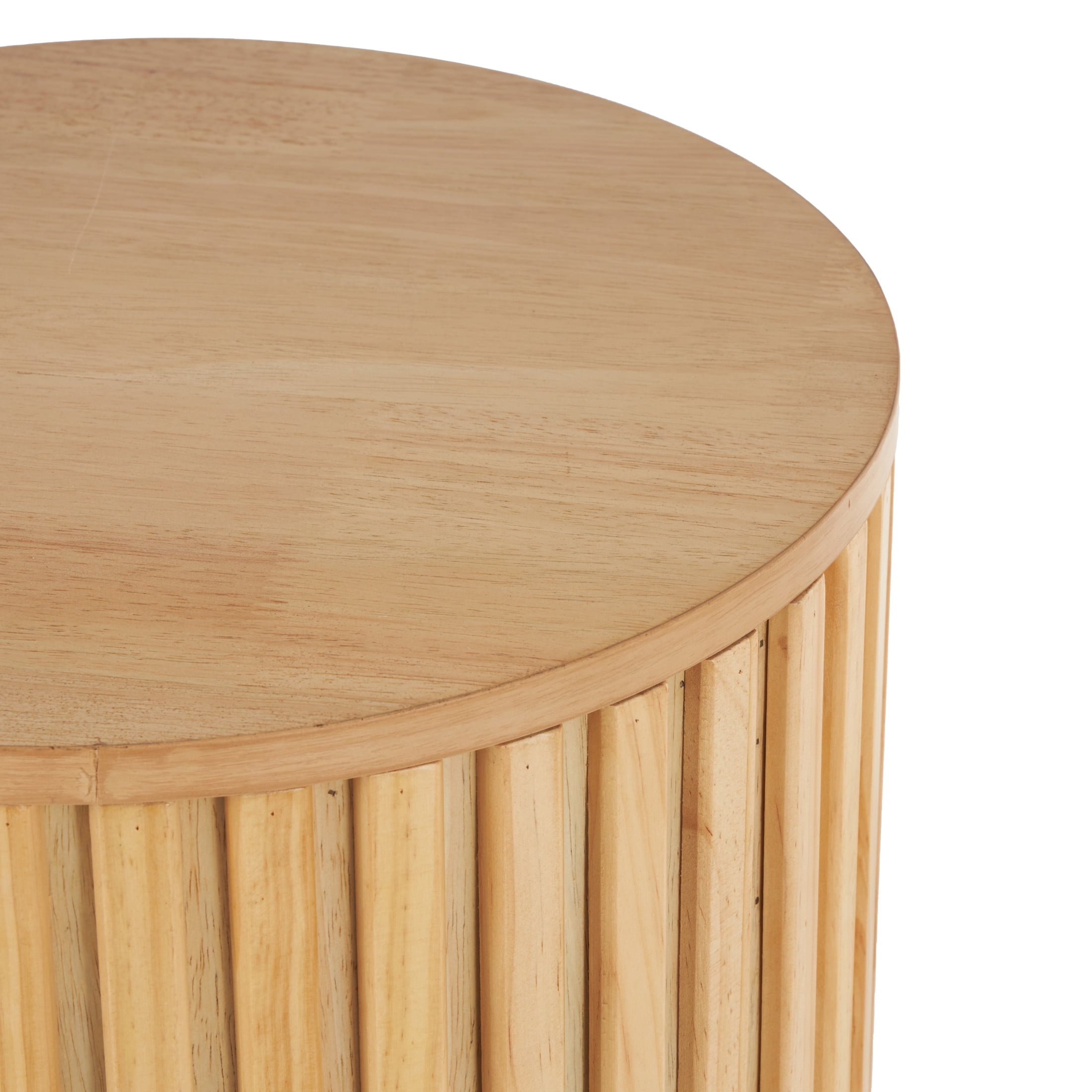 DecMode 16" x 21" Brown Wood Handmade Ribbed Storage Accent Table with Slatted Base, 1-Piece
