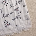 thumbnail image 6 of Women's Love Smile Script Print Pajama Set Lace Cami Top and Matching Shorts 2 Piece Spaghetti Strap Sleepwear Lounge Set, 6 of 7