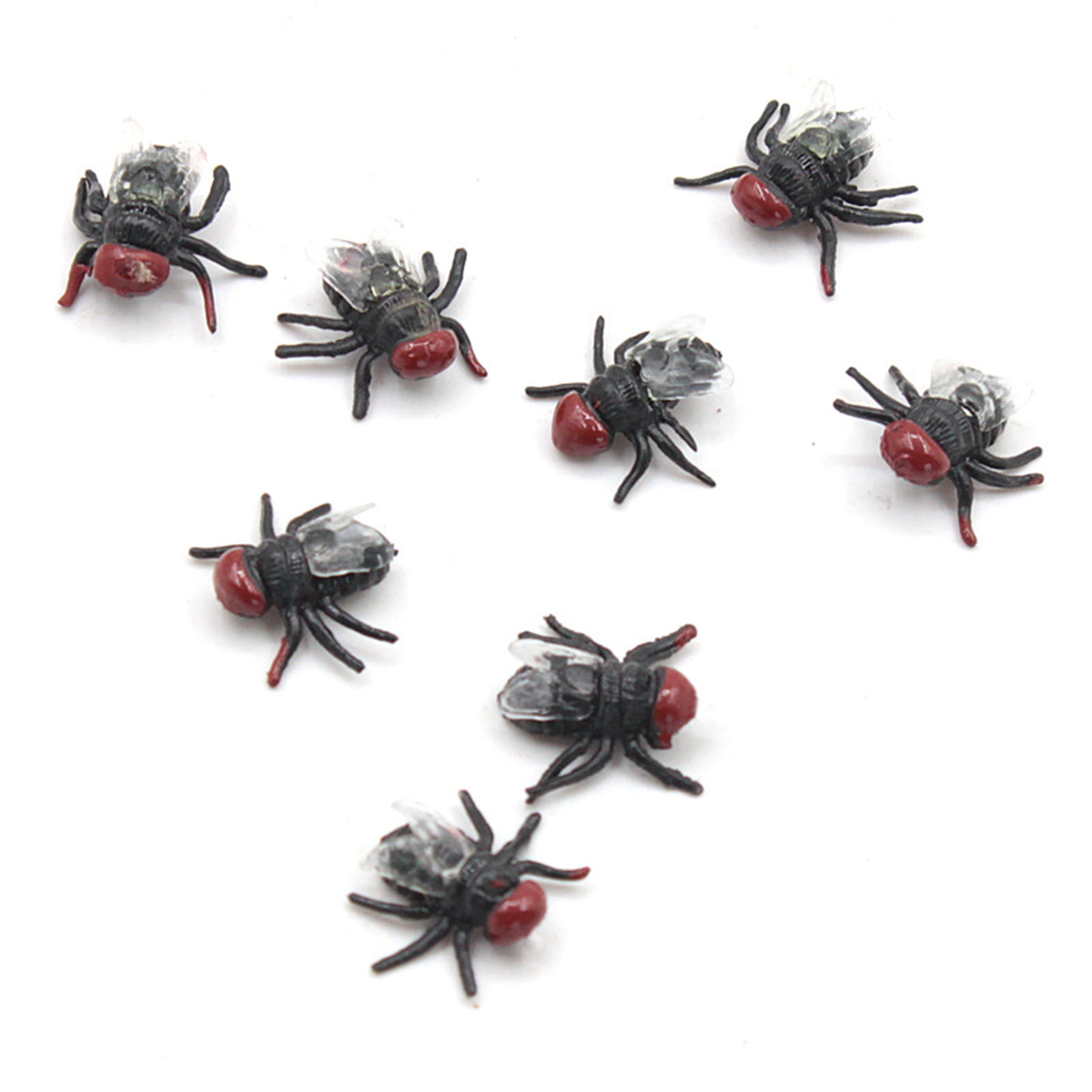 100pcs Rubber Fake Fly Flies Vivid Bug Joke Toy Halloween Trick Party Horror 