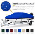 thumbnail image 4 of Seamander V-Hull Pro Bass Waterproof Boat Cover, 600 Denier Heavy Duty, Fits 12'-14'L Boats, Trailerable, Blue, 4 of 7