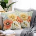 thumbnail image 2 of Waterproof Throw Pillow Covers Set of 2, 24x24 Inch Retro Spring Floral Decorative Pillowcases Outdoor Pillow Slip Cushion Covers Set for Couch Tent Watercolor Summer Flower Farmhouse, 2 of 7