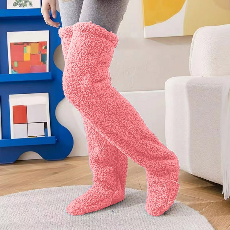 Lmtime Winter Warm Socking Knee Leg Warmers,Home Extra Long Thigh High  Thick Woolen Long Leg Warmers Red