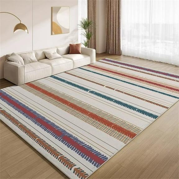 Minimalist Colorful Stripes Rug 2x3ft Area Rugs Creative Modern Art Rugs Non Slip Machine Washable Indoor Throw Carpet for Living Room Bedroom Study Office Entrance Foyer