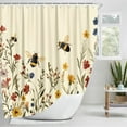 thumbnail image 3 of Boho Floral Bee Shower Curtain Vintage Chic Bee Botanical Floral Farmhouse Cottagecore Aesthetic Shower Curtain Set with Hook Nature Garden Plant Shower Curtain for Bathroom-36"W x 72"L (Pack of 1), 3 of 7