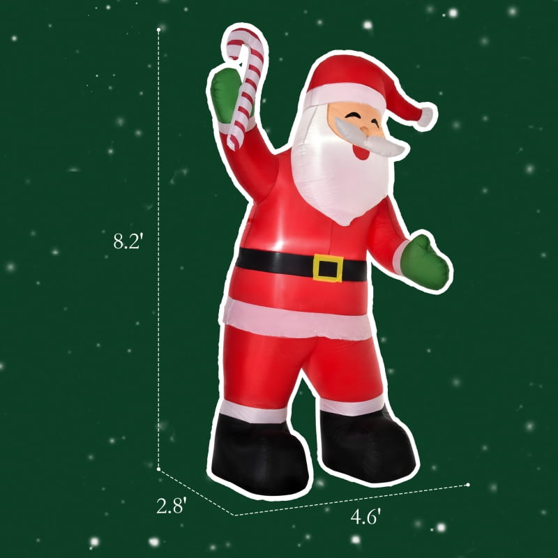 Alvantor Christmas Inflatables Santa with Candy Cane, Blow-Up Yard Decoration with LED Lights 53.1"x35.4"x97.6" Red