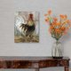 thumbnail image 3 of Cuadro decorativo lienzo pintura gallo de granja cresta roja plumas marrones y blancas fondo madera desgastada, arte rústico campestre vertical, decoración para cocina, comedor y cabaña, 3 of 6