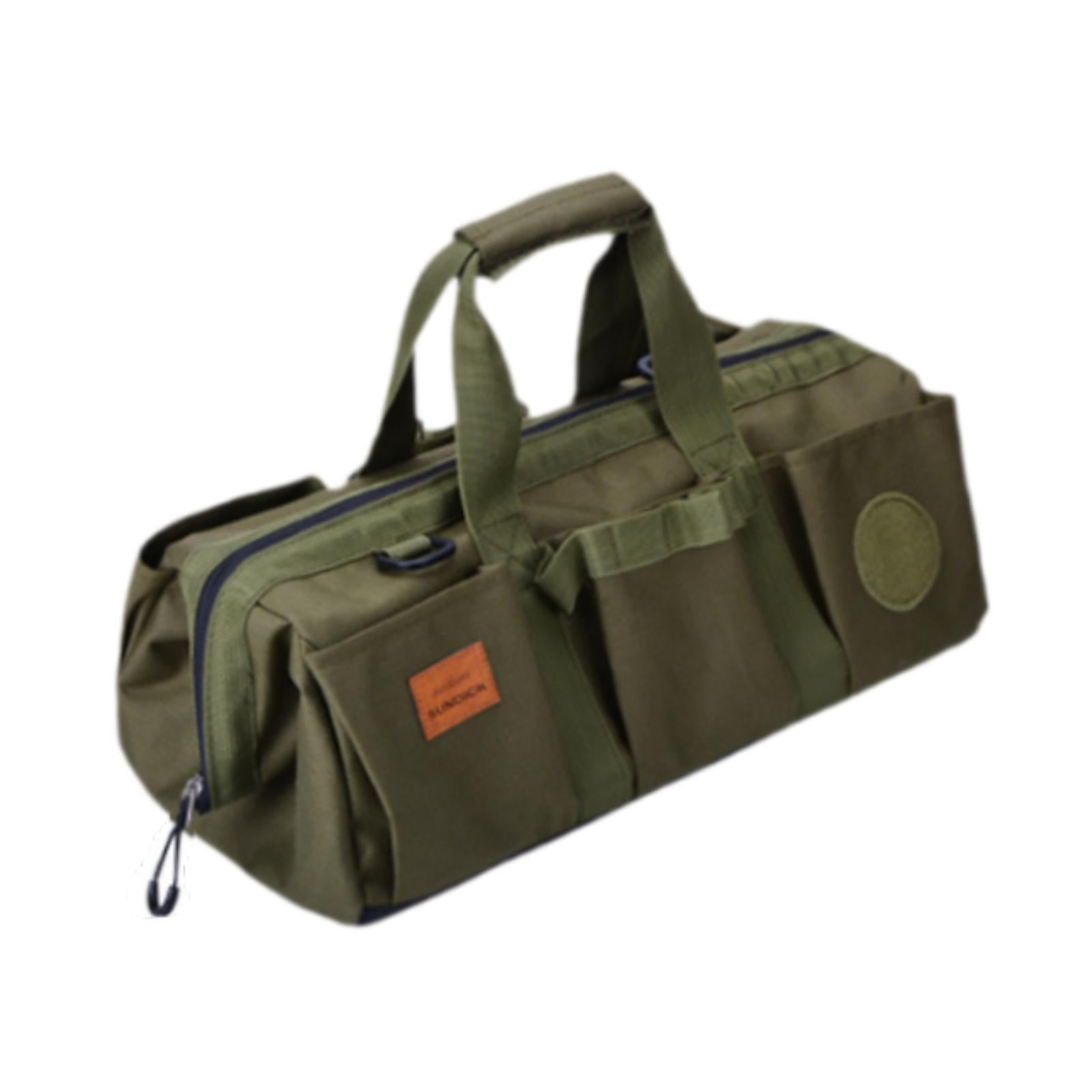 simhoa Tent Tool Bag Tool Organizer Large Capacity with Side Pockets Compact Storage Bag Handbag for Travel Fishing Outdoor Climbing Green