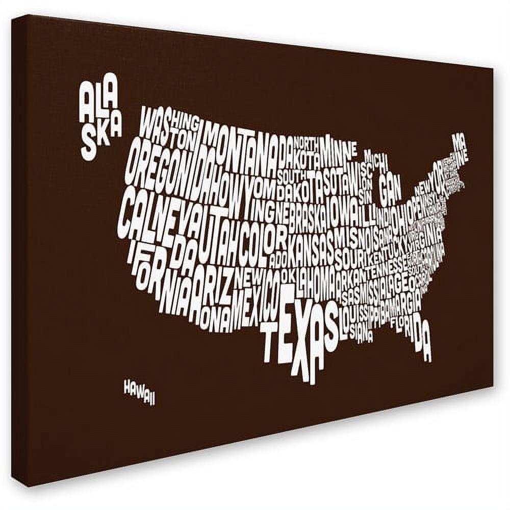 Trademark Art 'CHOCOLATE-USA States Text Map' Canvas Art by Michael Tompsett - image 2 of 3