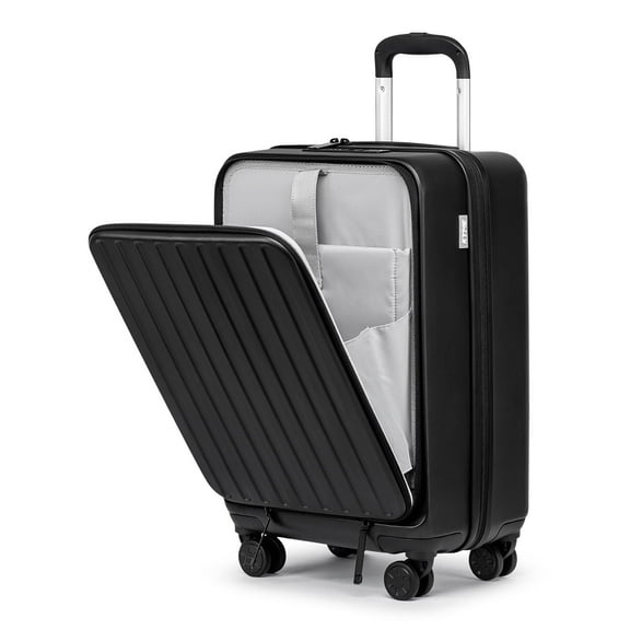 Front Open Carry On Luggage Laptop Compartment 100%PC TSA Lock Spinner Wheels 20" Lightweight Hardside Suitcase