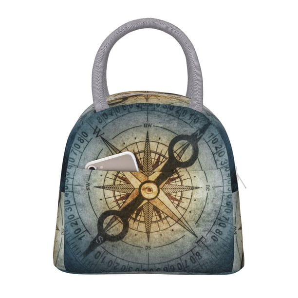 Disketp Vintage Compass Bolsa Térmica para Almuerzo, Lonchera con Abertura Amplia y Gran Capacidad, Organizador Reutilizable para Mujeres, Hombres y Adultos