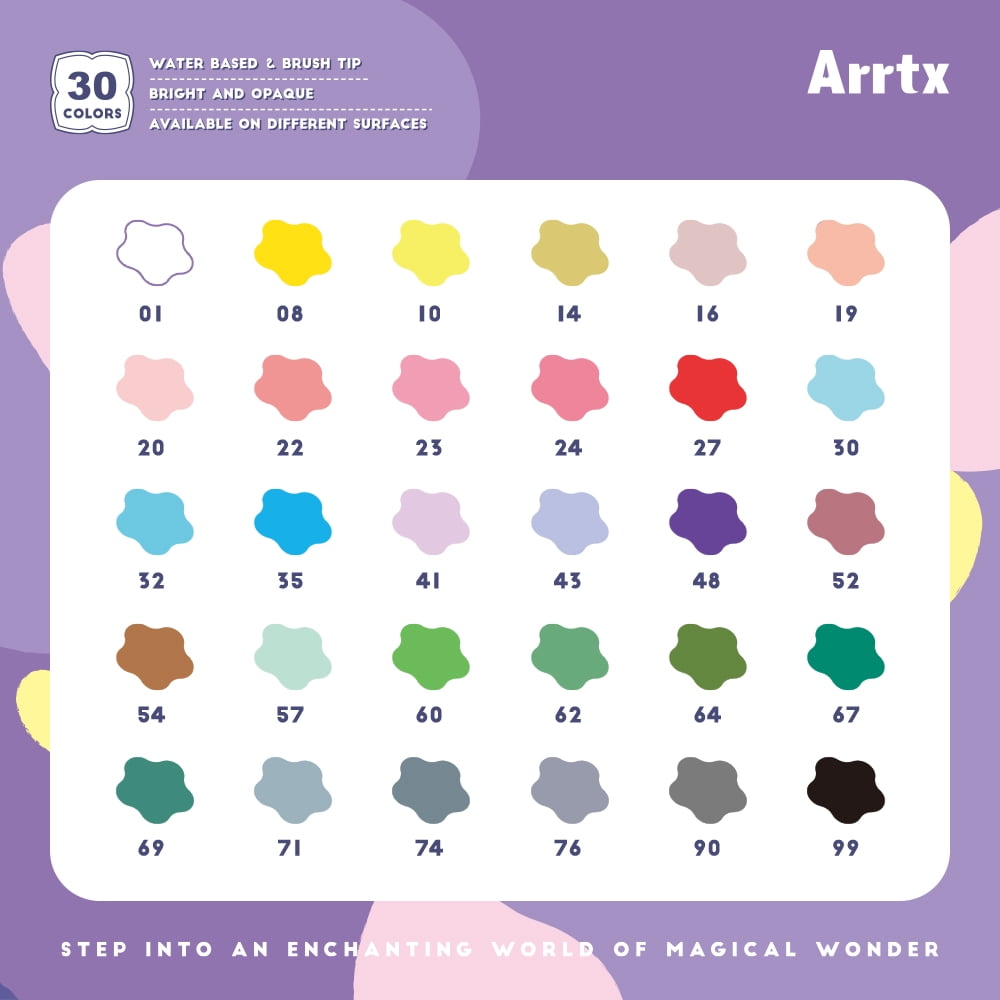Arrtx 54 Colors Acrylic Paint Pens for Rock Painting, Extra Brush Tip,  Water Based Paint Markers for Stone, Glass, Easter Egg, Wood and Fabric