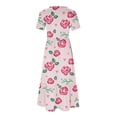 thumbnail image 4 of Robes d'Été Grande Taille pour Femmes 2024 Manches Courtes Col Rond Ample Imprimé Couleur Longue Robe Économisez jusqu'à 65 %!, 4 of 4