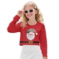 thumbnail image 3 of Xoenoiee Santa Claus Elf Print Girls' T-Shirt Crop Crewneck Tops Graphic Long Sleeve Sweatshirts Christmas Athletic Fall Clothes Pullover Tees, 9-10 Years, 3 of 7