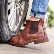 Mens Leather Work Shoes Water Resistant Steel Toe Safety Shoes Oil Resistant Construction for Working