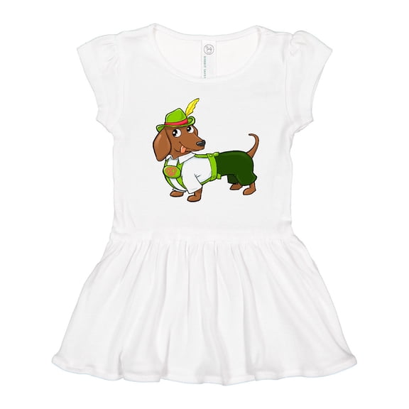 Inktastic Cute Brown Dachshund in Traditional German Wear Girls Toddler Dress