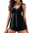 thumbnail image 3 of Women Tummy Control Swimsuit Modest Tankini Top with Boyshort Bathing Suits Swimwear Black XXL, 3 of 7
