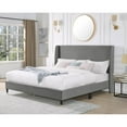 thumbnail image 6 of Roundhill Furniture Rozitta Upholstered Wingback Platform Bed, Gray Velvet, Queen, 6 of 6