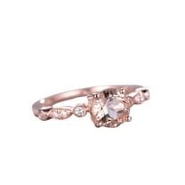HeartsAndYou 1.6ct Round Natural Peach Morganite Moissanite Accents Ring 14k SOLID Rose Gold