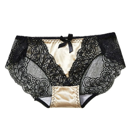 

Booker Lace Underwear For Women Retro Satin Hollowed Out Transparent Mesh Seamless Waist Pack Triangle Pants Women Underwear