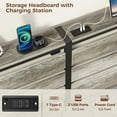 thumbnail image 4 of Bed Frame with USB Charging Station, LED Bed Frame with Wood Storage Headboard, Black Metal Platform Bed with Under Bed Storage, No Box Spring Needed, Noise Free, 4 of 14