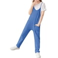 thumbnail image 3 of ZANKLEY Girls' Casual Sleeveless Jumpsuits Spaghetti Strap Loose Romper Long Pants with Pockets Daily Wear, 3 of 9