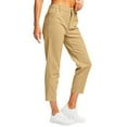 thumbnail image 4 of Zedker Cozy Womens Cargo 7/8 Pants With Pocket Casual Solid Color Elastic Straight Leg Trousers,Khaki,XXL, 4 of 8