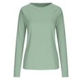 thumbnail image 4 of Jalioing Chandails Athlétiques pour Femmes à Manches Longues, Col Rond, T-Shirts de Sport d'Extérieur, Printemps Été, Chandail d'Entraînement avec Trou pour le Pouce, 4 of 7