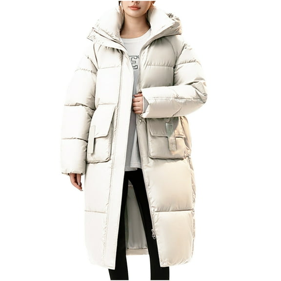 Fashion Winter Warm Hooded Coats for Womens Plus Size Long Sleeved Solid Color Hooded Jacket With Pockets