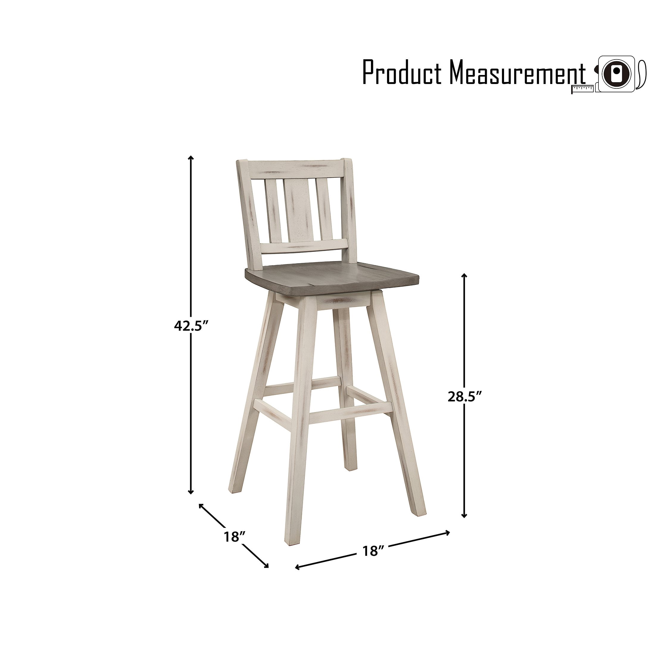 OakvillePark Roscoe Swivel Pub Height Barstool (Set of 2), White/Gray