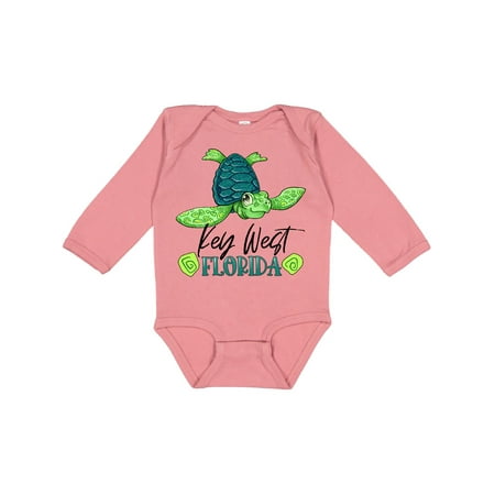 

Inktastic Key West Florida Happy Sea Turtle Gift Baby Boy or Baby Girl Long Sleeve Bodysuit