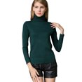 thumbnail image 2 of Moda de invierno de las mujeres suéter de punto de la tortuga cuello de manga larga Ribbed Knitted P Abanopi Verde/S, 2 of 7