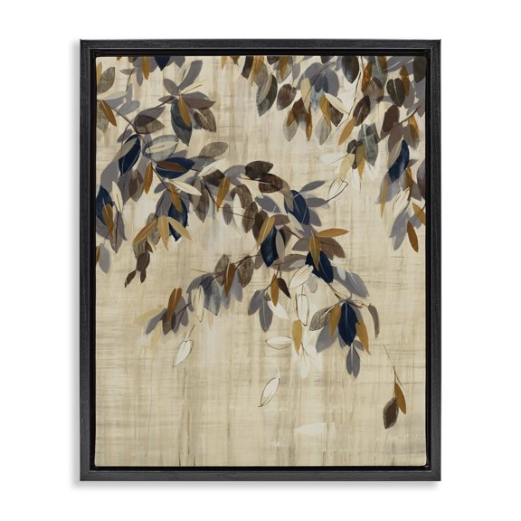 Stupell Industries Eclectic Boho Neutral Tree Leaves Black Floating Frame Canvas Art, 17 x 21, by Liz Jardine