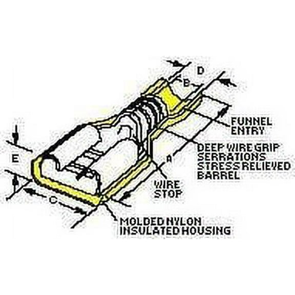 MOLEX 19005-0010 TERMINAL FEMALE DISCONNECT 0.25IN YELLOW (10 pieces) - 19005-0010
