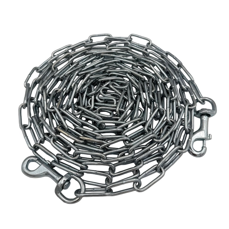 2 pack) Peerless 20ft Heavy-Duty Tie-Out Chain with Snaps, Dog Tie