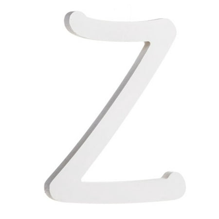 9 inch White Wood Letter Z: Brush Font